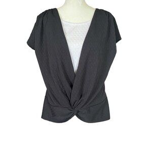 Bleeker & McDougal women's PXL short sleeve textured one piece layered top